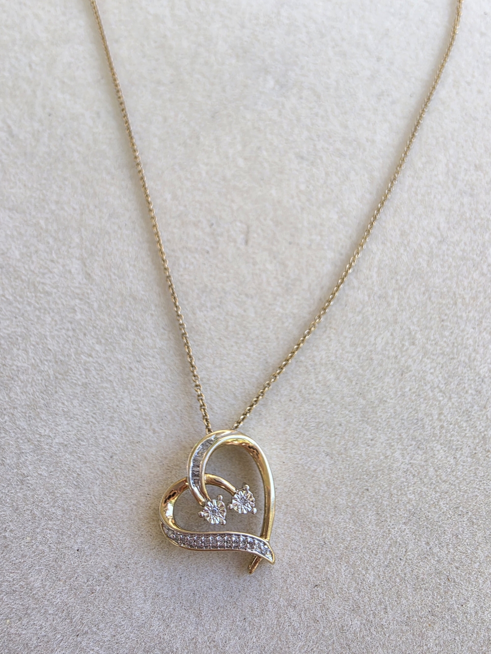 JWBR Diamond Heart Necklace Gold Over 925 Sterling Silver